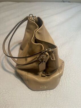 Coach Madison Pebble Leather Phoebe Shoulder Bag in Taupe